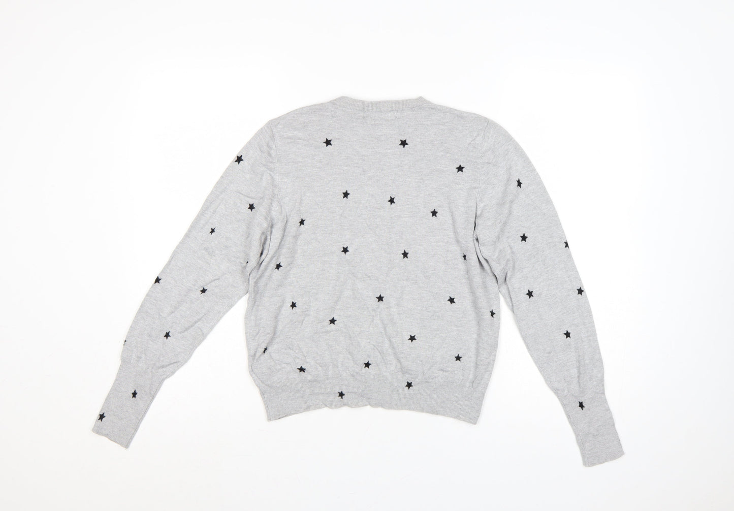 Marks and Spencer Women Grey Star Knit Cardigan UK 14 Button Long Sleeve