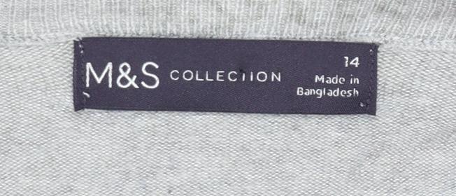 Marks and Spencer Women Grey Star Knit Cardigan UK 14 Button Long Sleeve