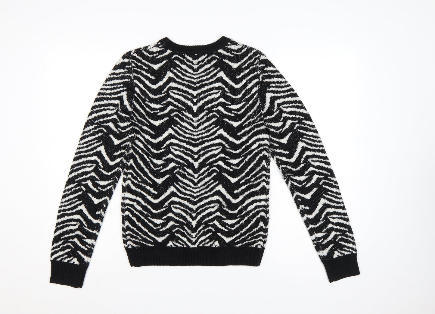 Missguided Women Black UK 8 Geometric Knit Crew Neck Jumper
