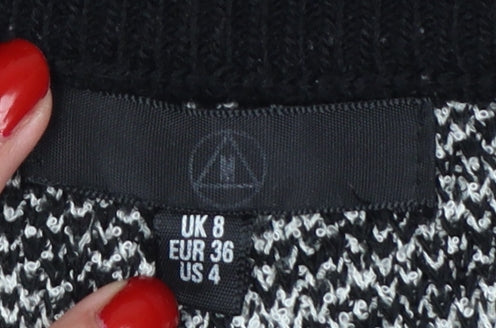 Missguided Women Black UK 8 Geometric Knit Crew Neck Jumper