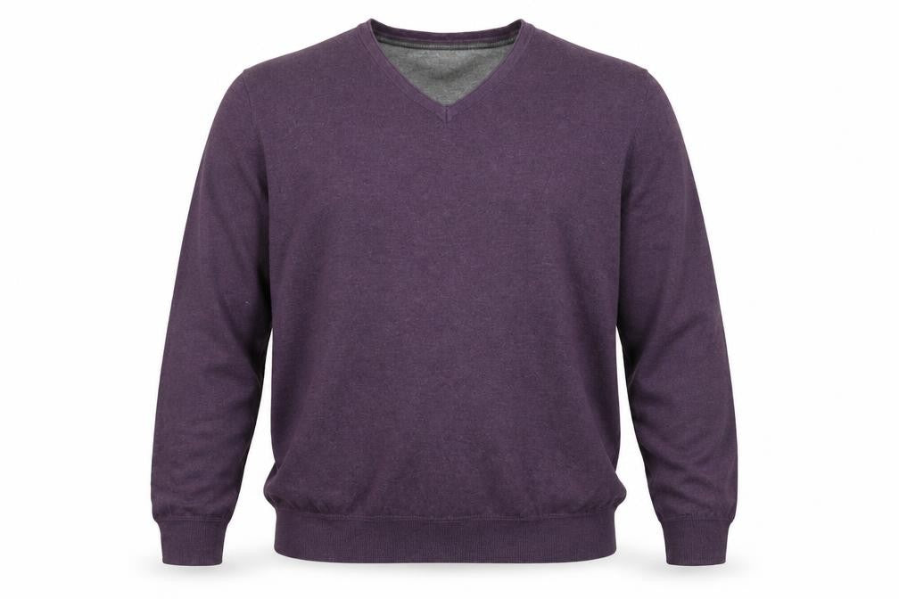 Rocha John Rocha Men’s Purple XL V-Neck Cotton Knit Pullover Jumper