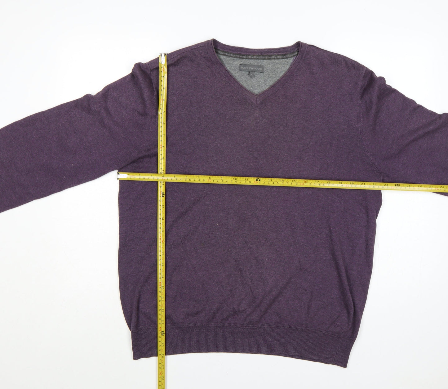Rocha John Rocha Men’s Purple XL V-Neck Cotton Knit Pullover Jumper