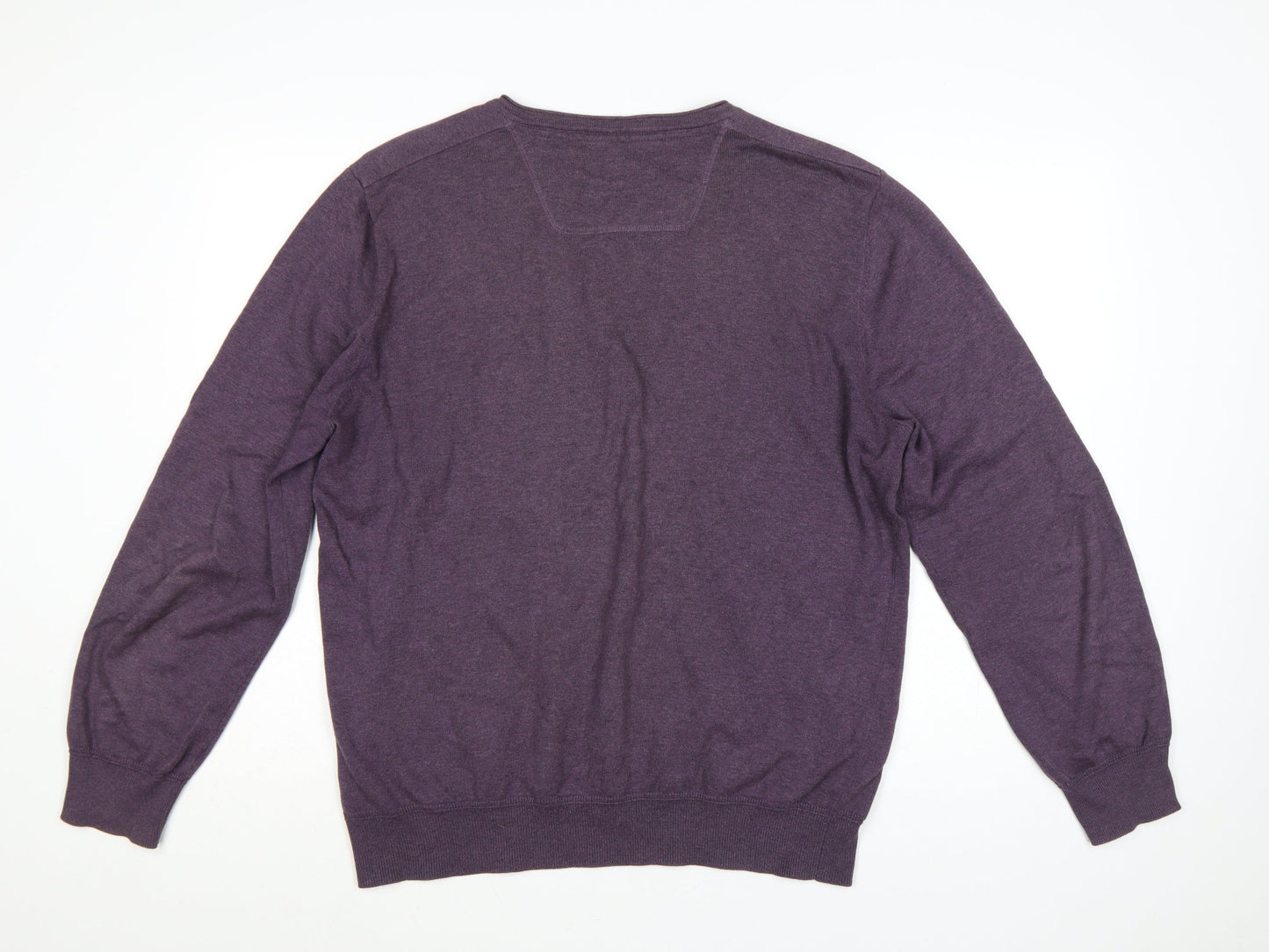 Rocha John Rocha Men’s Purple XL V-Neck Cotton Knit Pullover Jumper