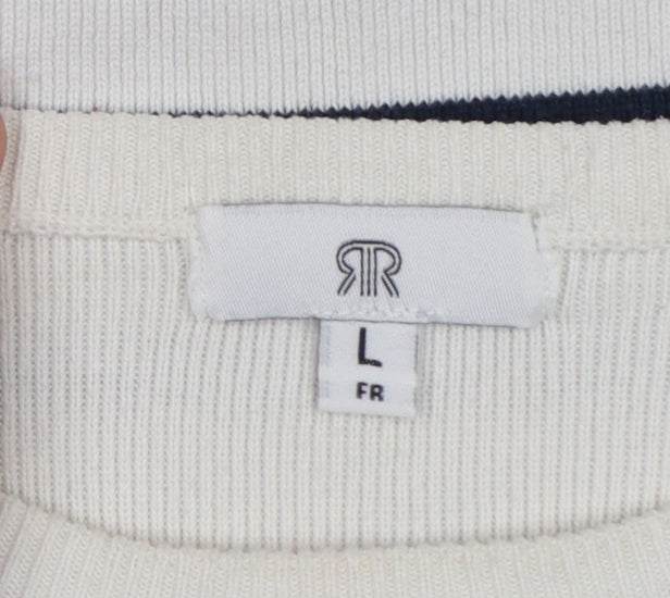 La Redoute Women’s Ivory Navy Stripe Button Shoulder Jumper UK 16