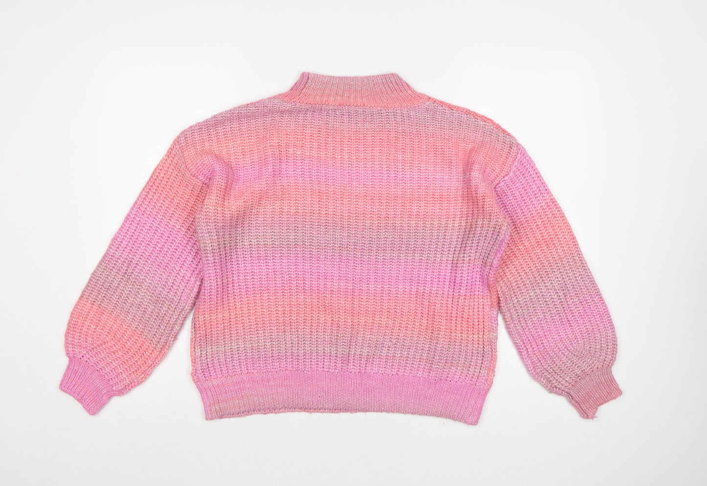 TU Women’s Pink Chunky Knit Mock Neck Balloon Sleeve Jumper UK 14