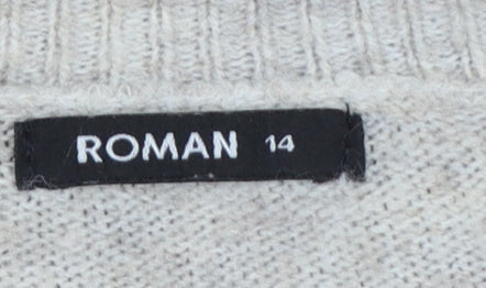 Roman Women’s Multicoloured Stripe Knit Jumper Size 14 Long Sleeve Pocket