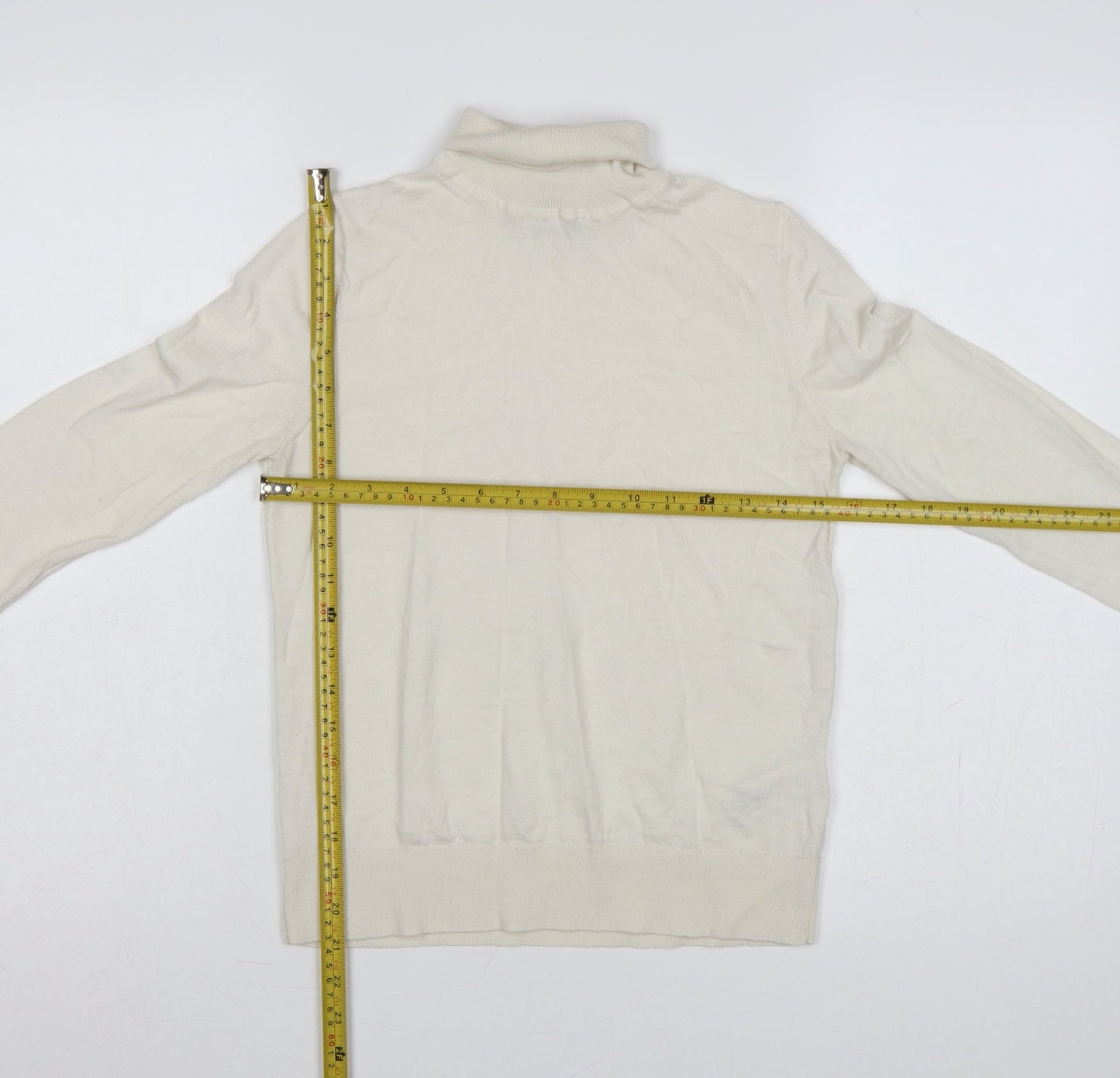 Marks & Spencer Women Ivory UK 8 Pure Merino Wool Roll Neck Jumper