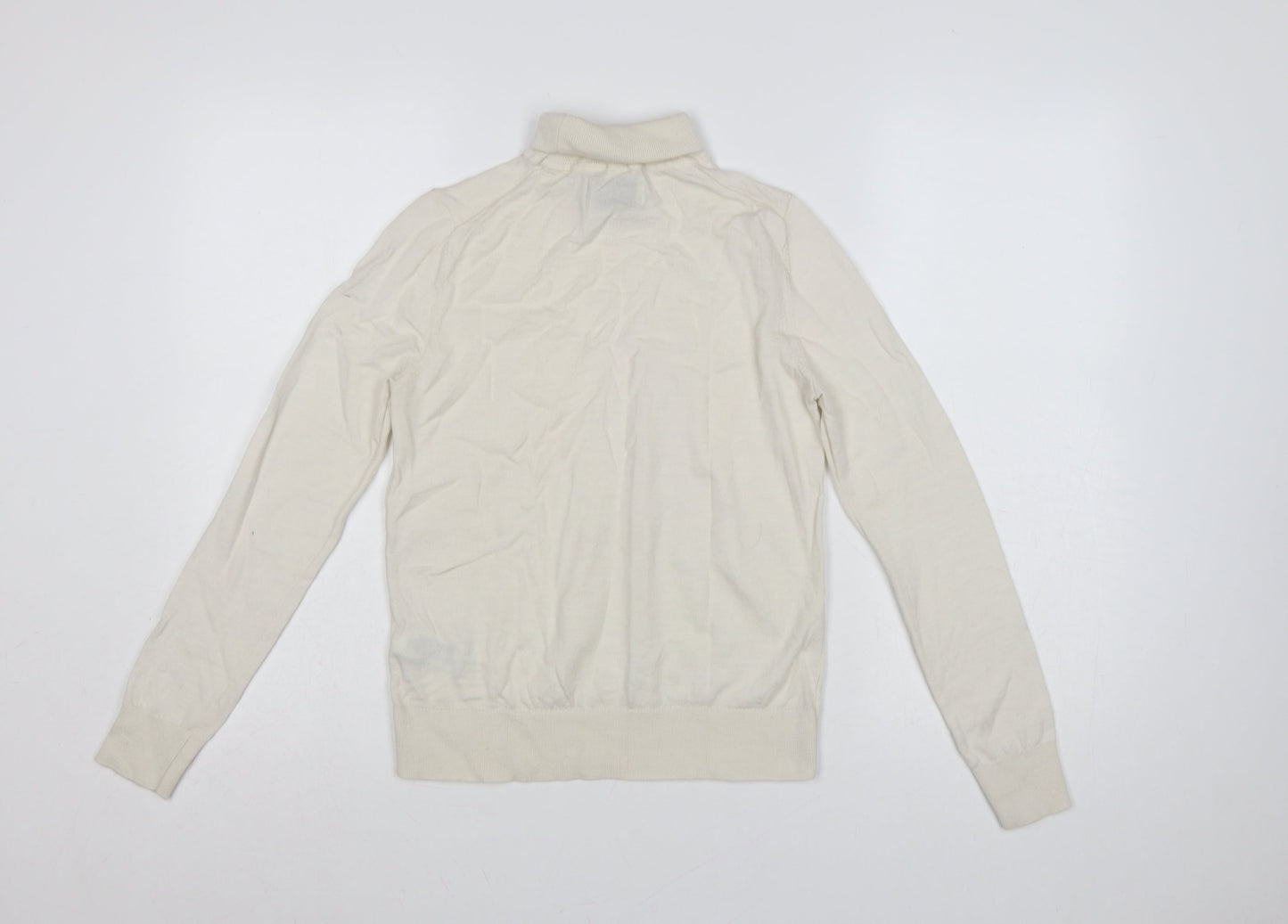 Marks & Spencer Women Ivory UK 8 Pure Merino Wool Roll Neck Jumper