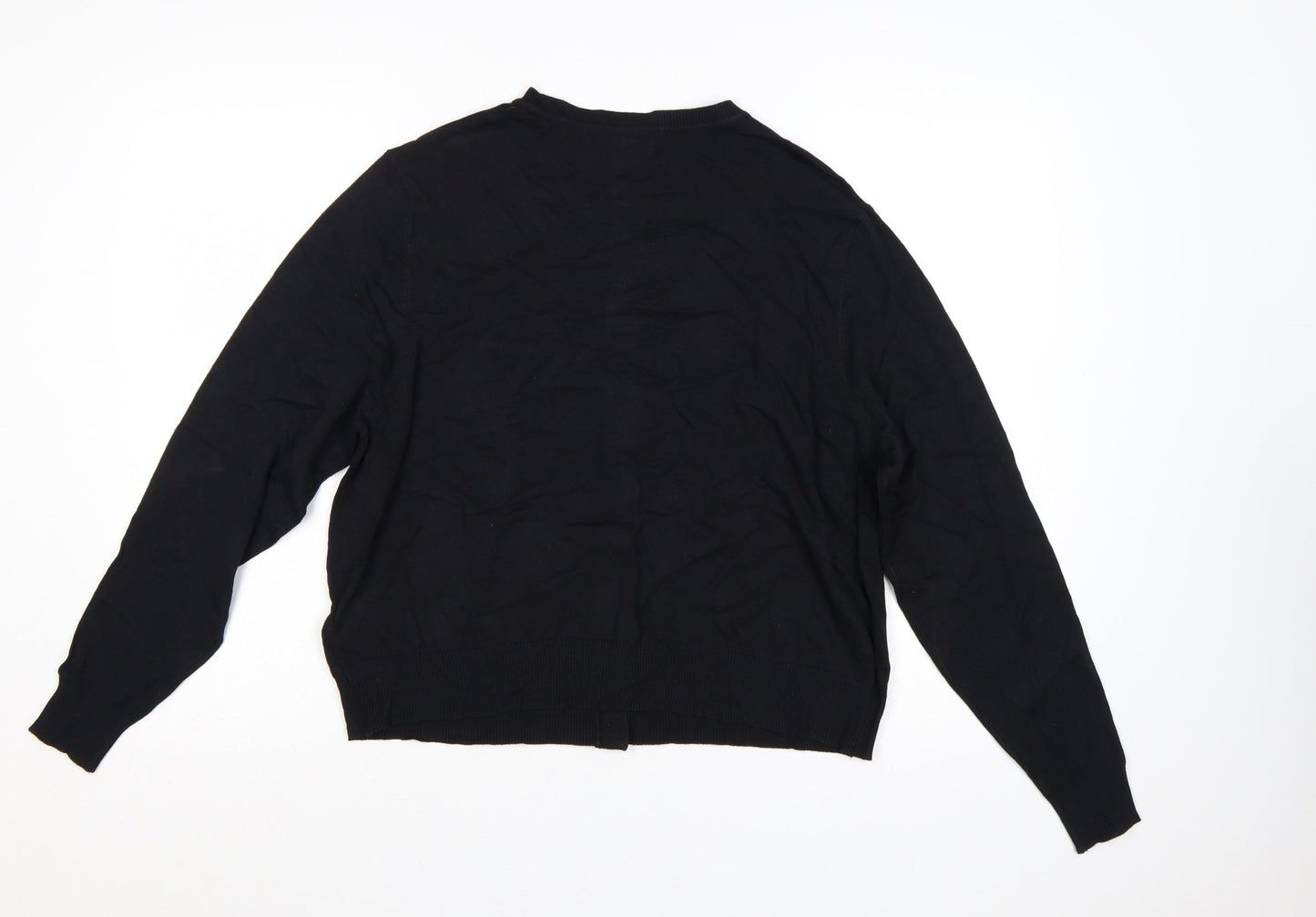 Marks and Spencer Women Black Size 18 Round Neck Button Cardigan