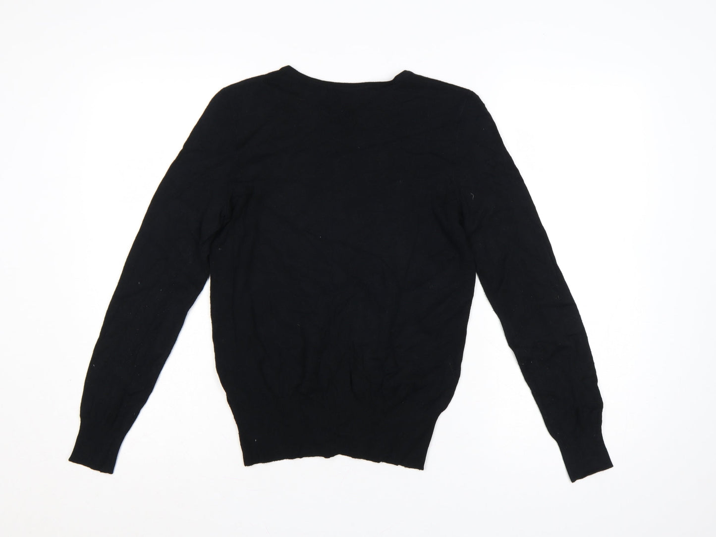 Marks & Spencer Women Black Size 10 Round Neck Button Cardigan