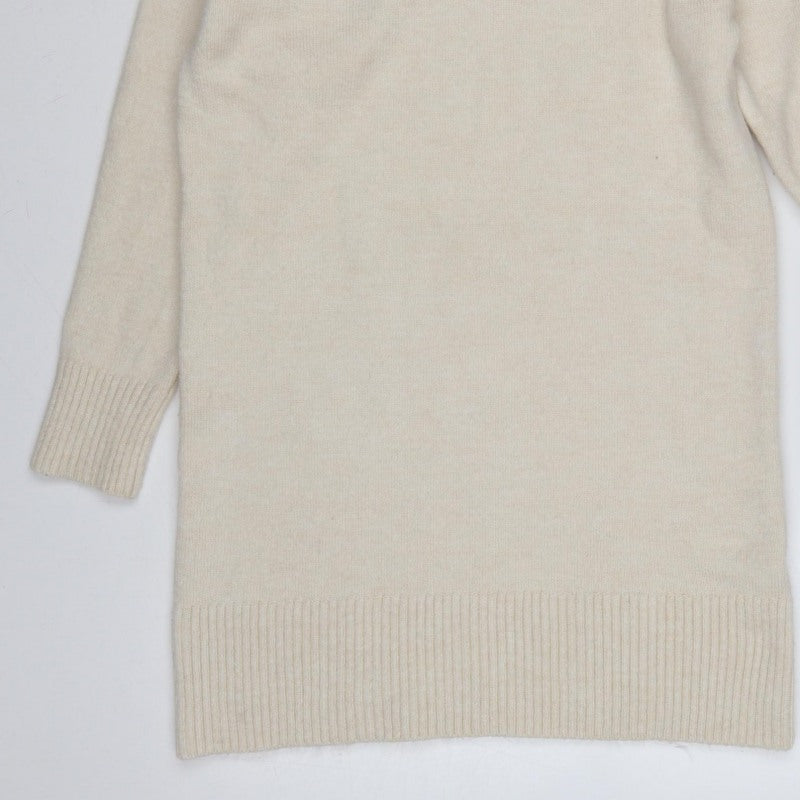 New Look Women Ivory S Roll Neck Longline Knit Tunic Jumper