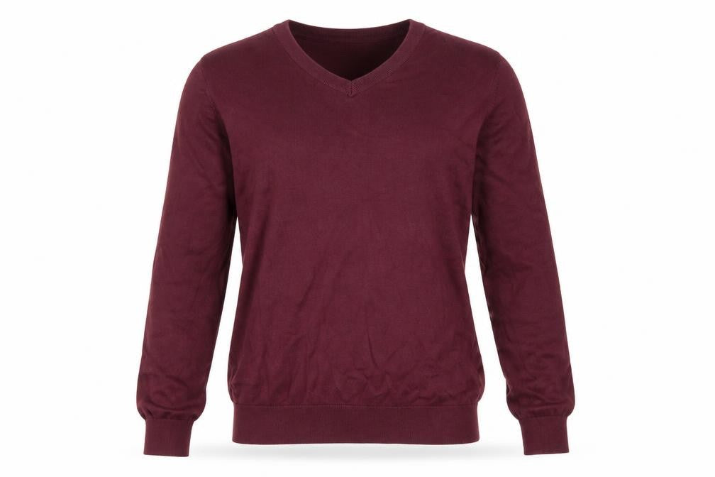 Marks & Spencer Women's Red M V-Neck Cotton Knit Pullover Jumper