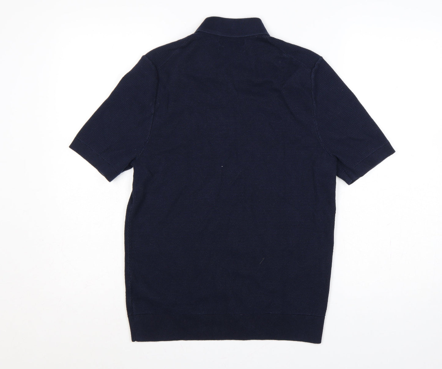 Marks and Spencer Men’s Blue M Cotton Rich Short Sleeve Knit Polo