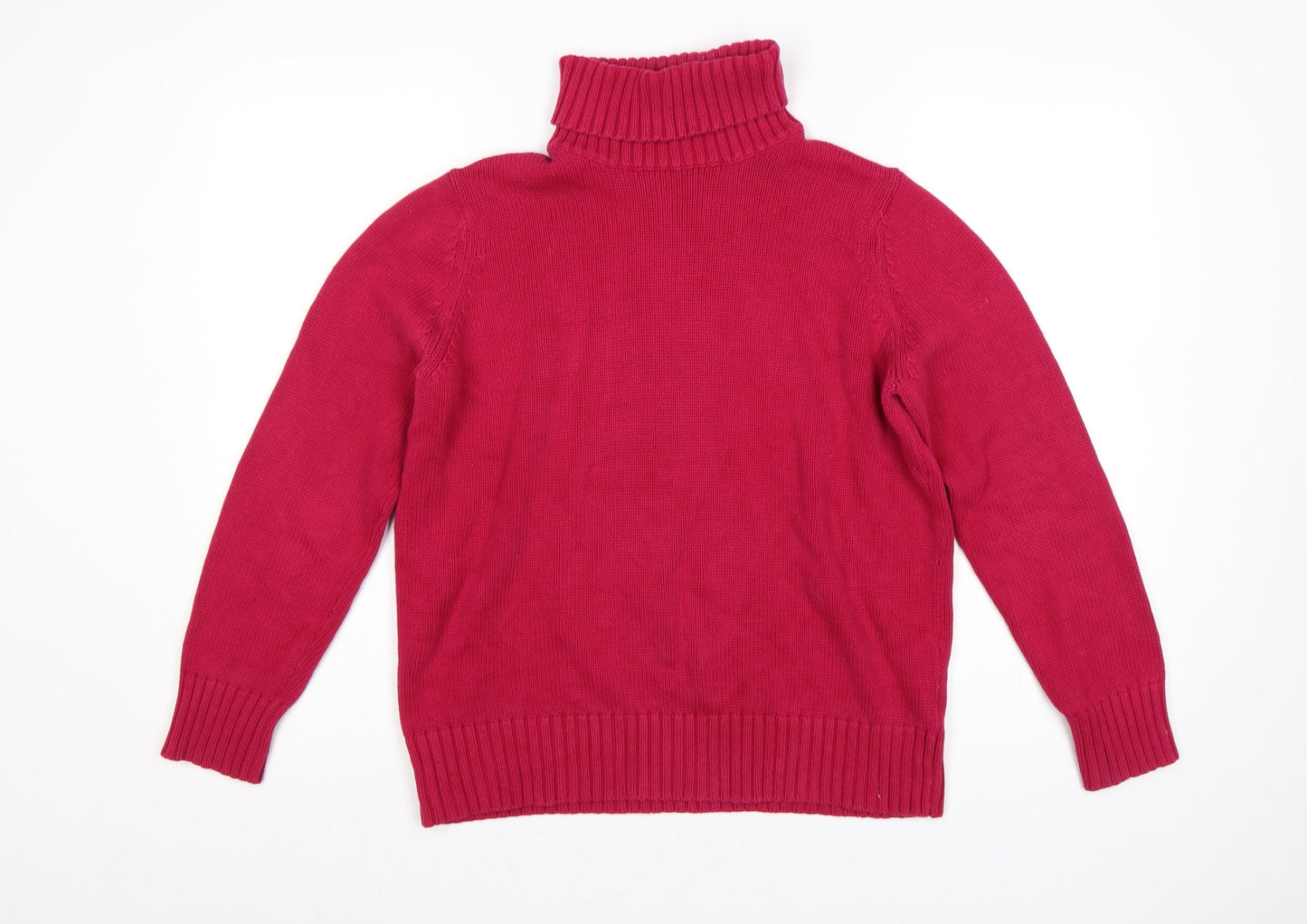 Marks and Spencer Women Pink UK 16 Roll Neck Cotton Knit Jumper