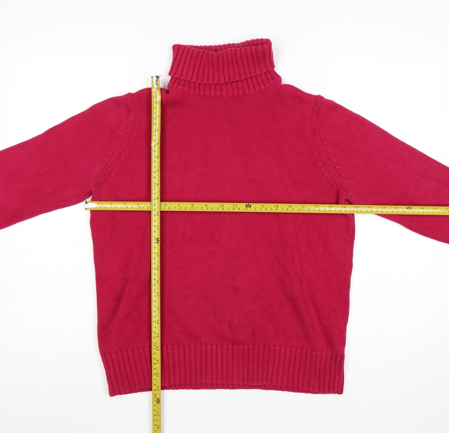 Marks and Spencer Women Pink UK 16 Roll Neck Cotton Knit Jumper