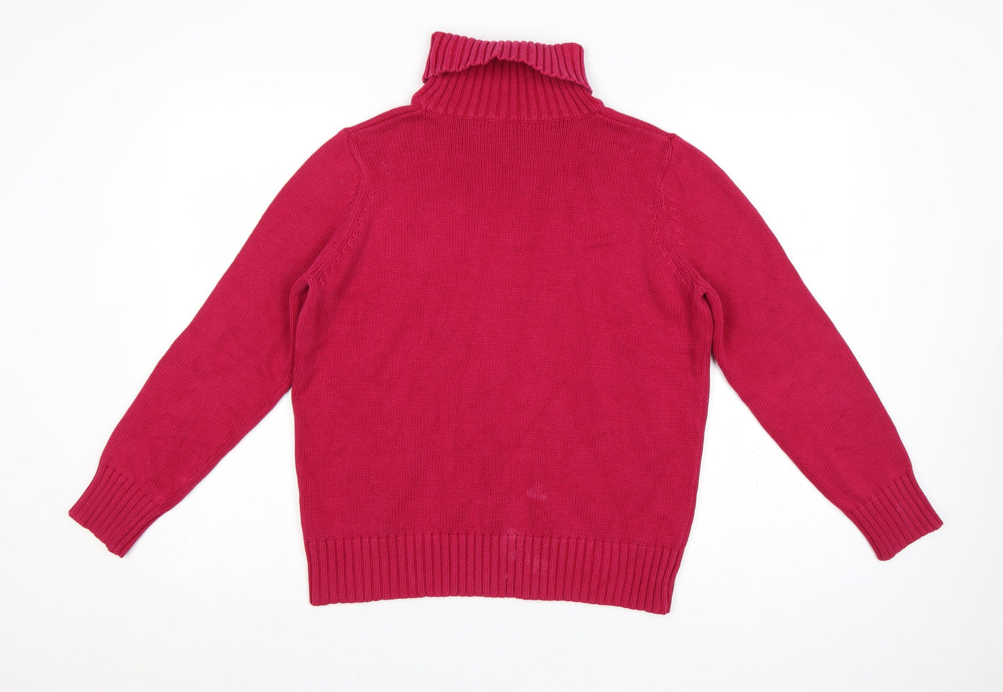 Marks and Spencer Women Pink UK 16 Roll Neck Cotton Knit Jumper