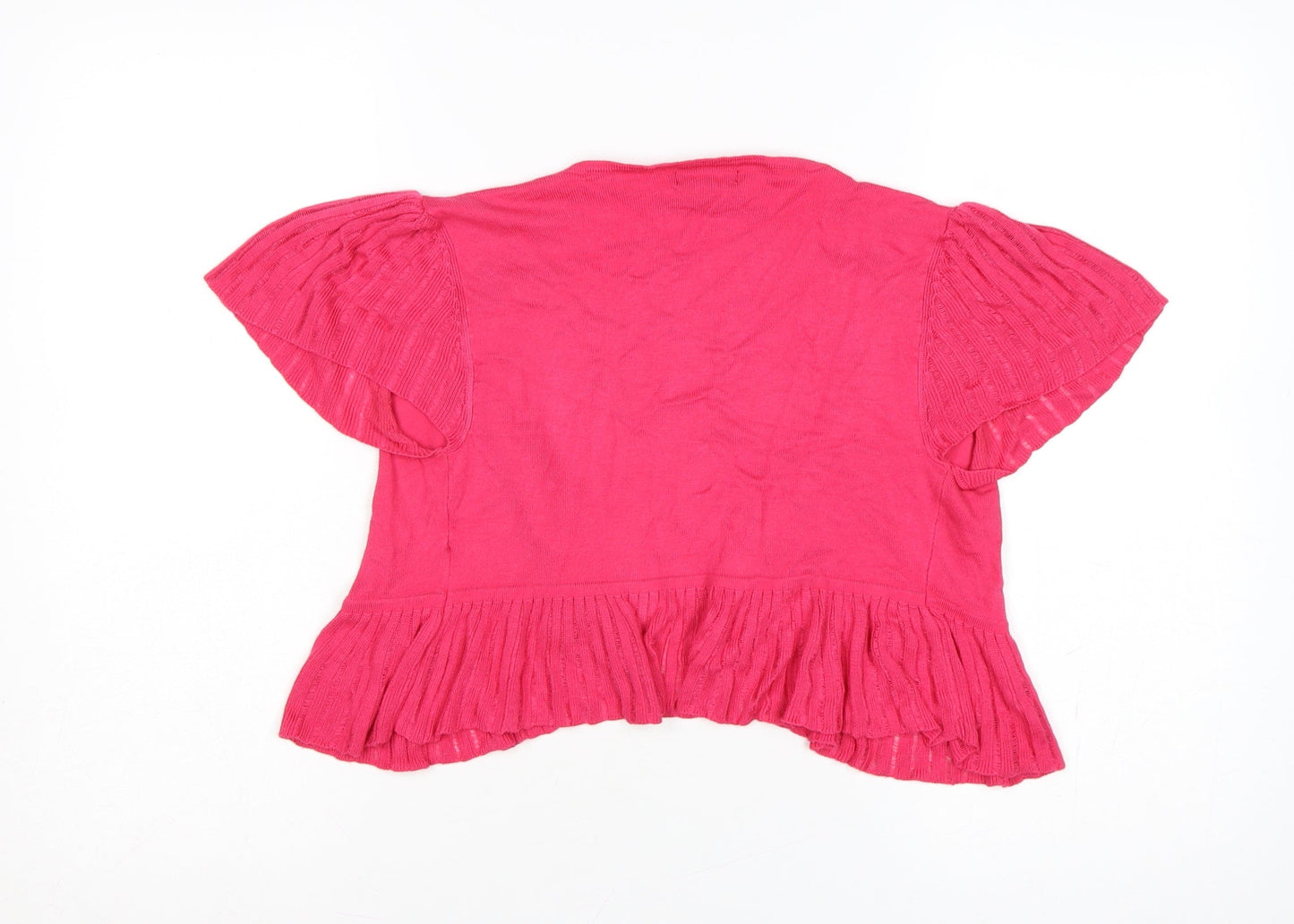 Papaya Women’s Pink Size 8 Open Ruffle Short Sleeve Cardigan