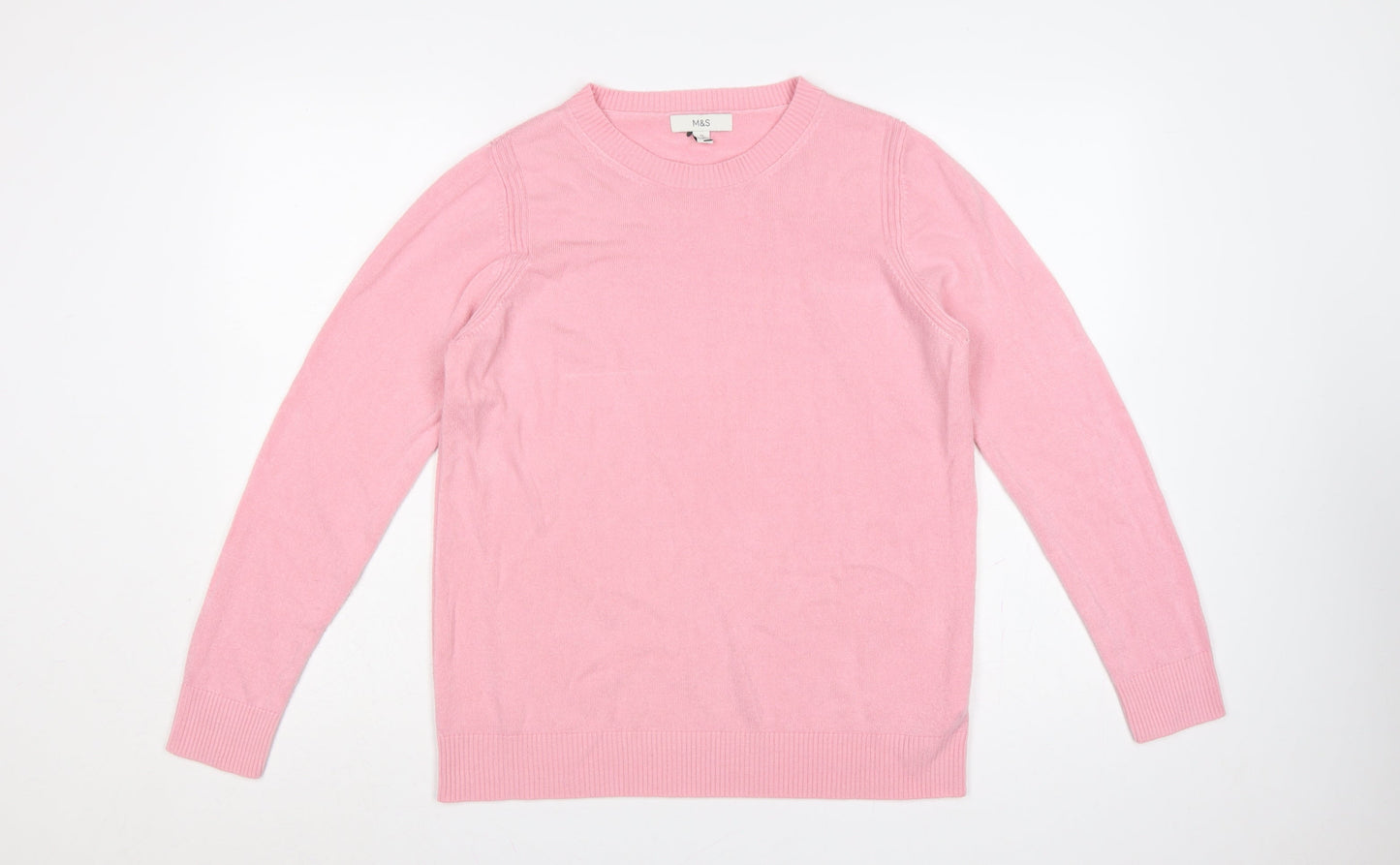 Marks and Spencer Women Pink Size 12 Crew Neck Raglan Knit Jumper
