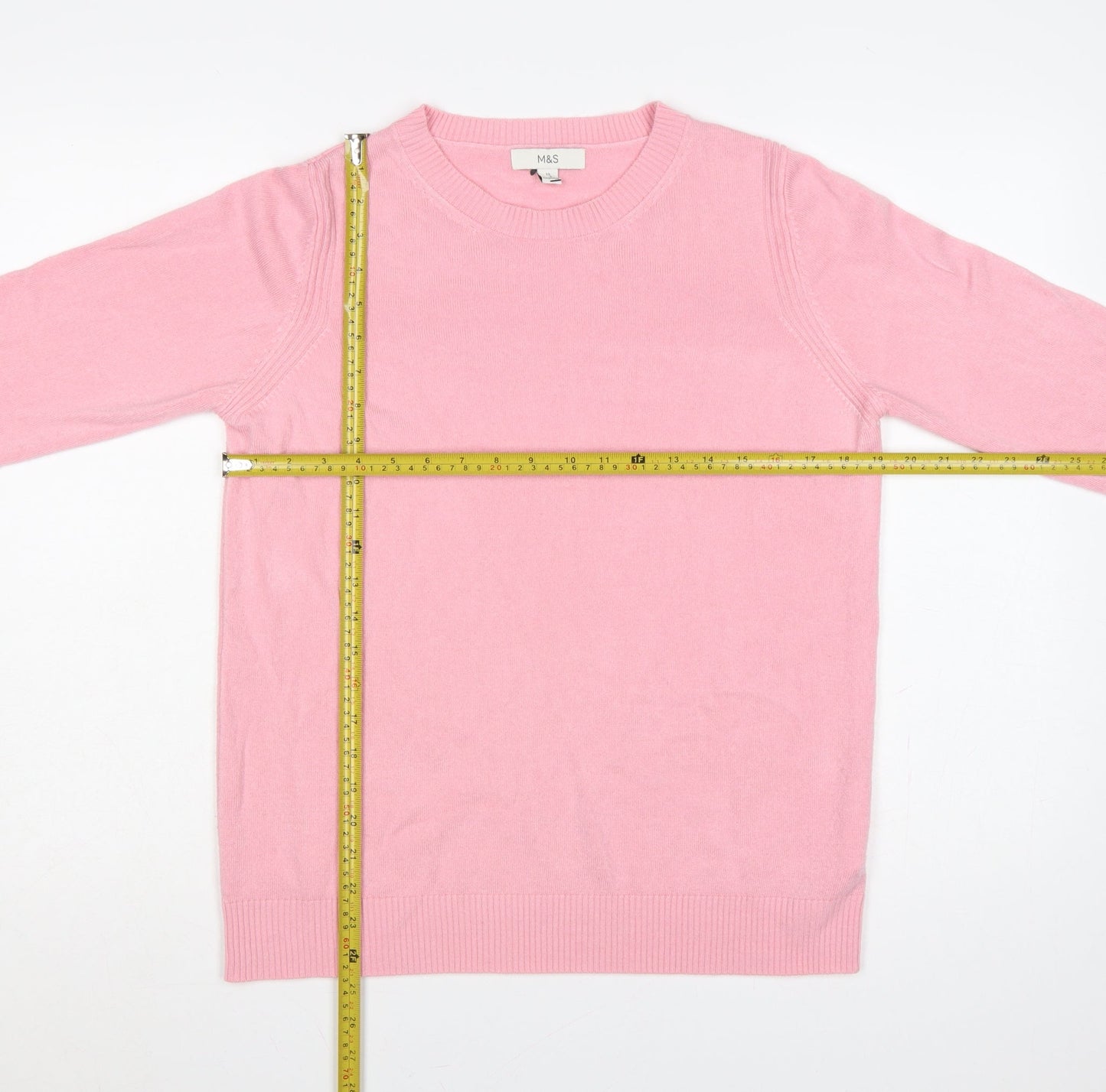 Marks and Spencer Women Pink Size 12 Crew Neck Raglan Knit Jumper