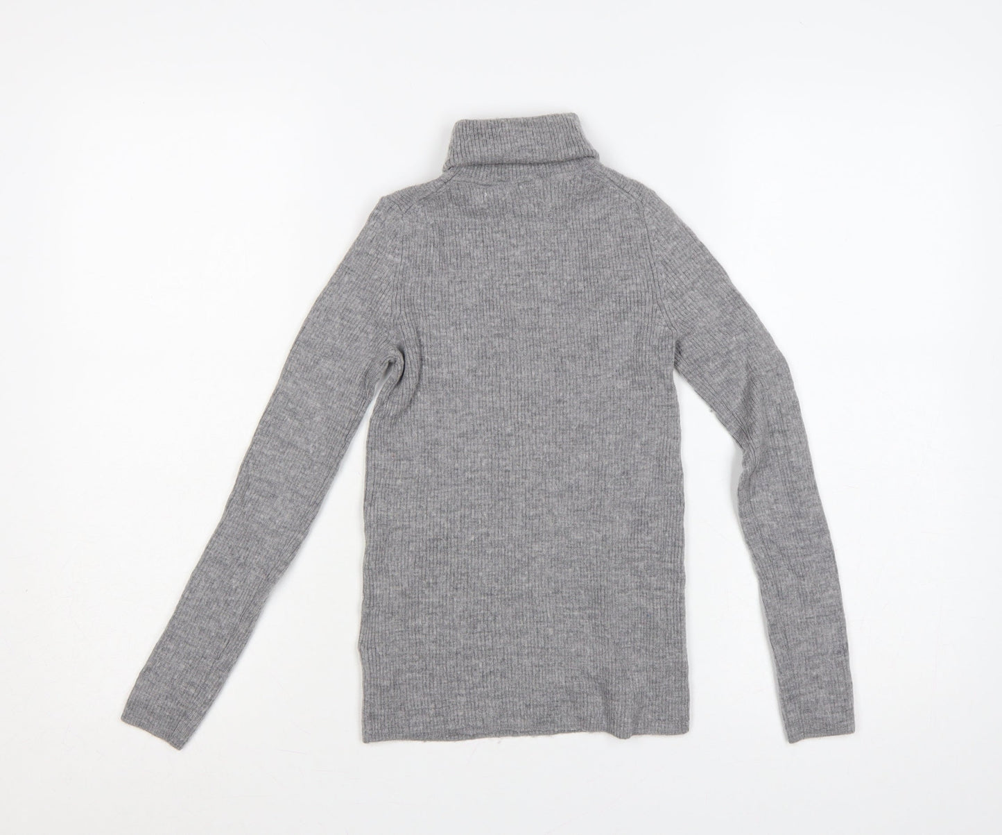 UNIQLO Women Grey S 100% Wool Roll Neck Slim Knit Jumper