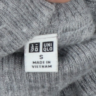 UNIQLO Women Grey S 100% Wool Roll Neck Slim Knit Jumper