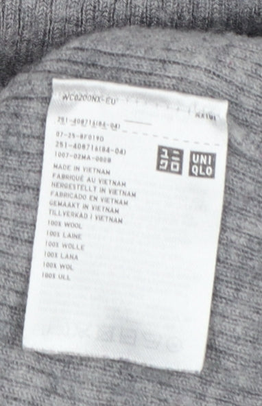UNIQLO Women Grey S 100% Wool Roll Neck Slim Knit Jumper