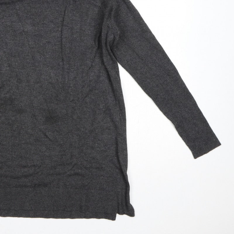 Bonmarché Women's Grey S Roll Neck Long Sleeve Tunic Jumper