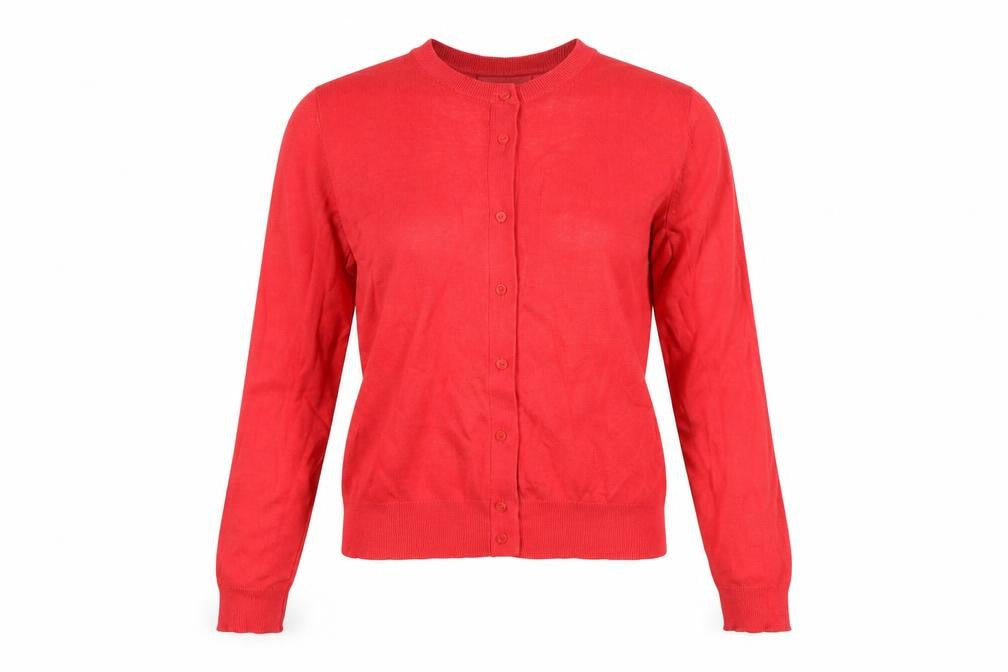 Marks and Spencer Women Red Size 12 Button Front Viscose Cardigan