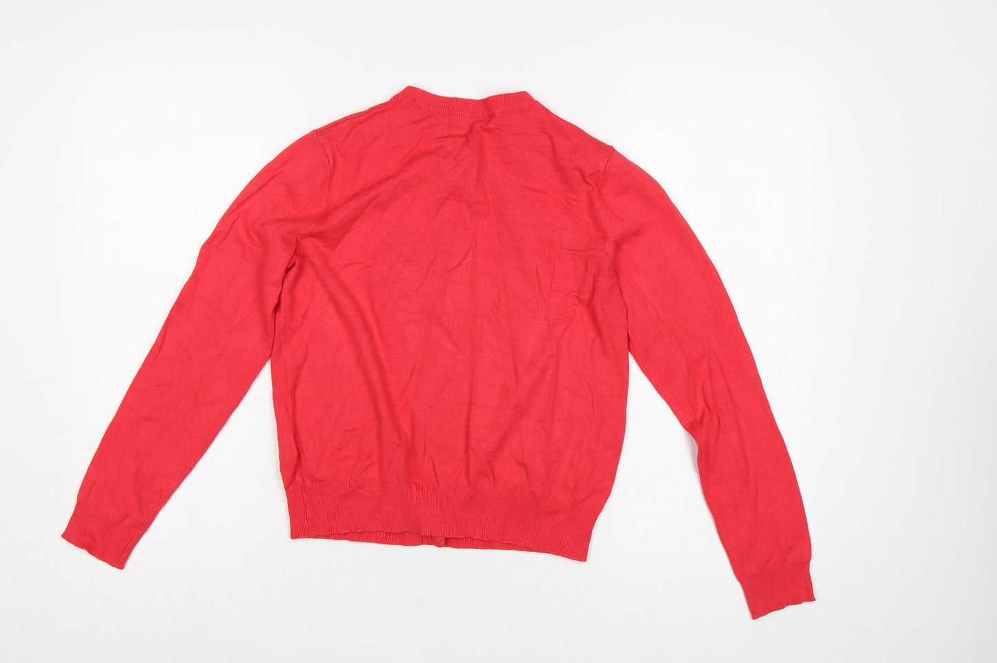 Marks and Spencer Women Red Size 12 Button Front Viscose Cardigan
