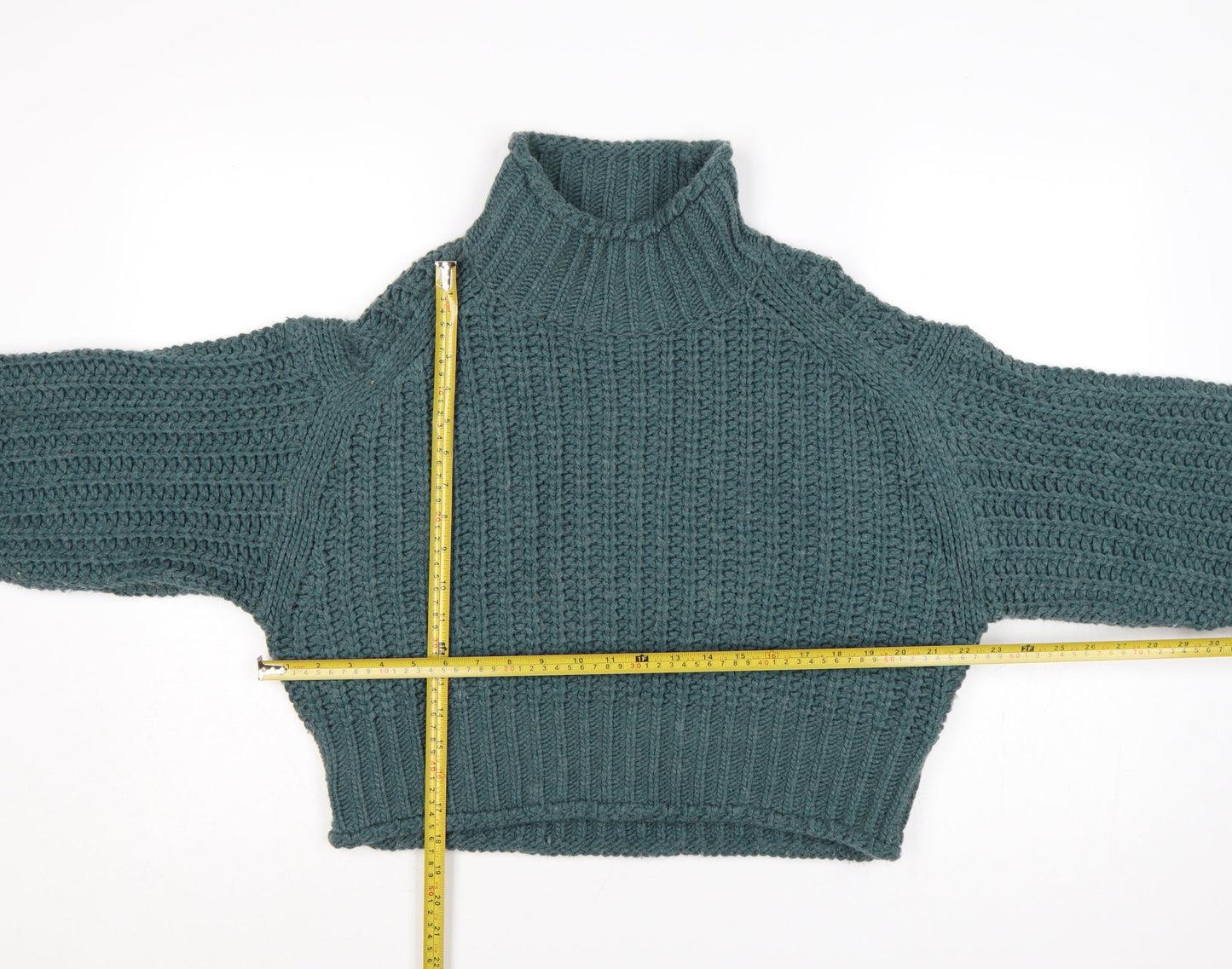 H&M Women Blue XS Chunky Roll Neck Knit Pullover Jumper Long Sleeve