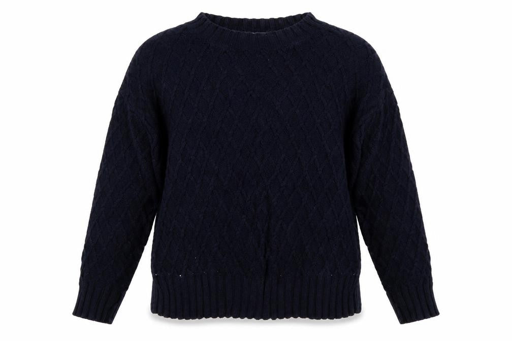 Next Petite Women’s Navy UK 12P Cable Knit Crew Neck Jumper
