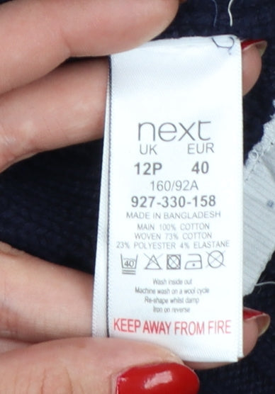 Next Petite Women’s Navy UK 12P Cable Knit Crew Neck Jumper