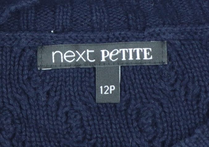 Next Petite Women’s Navy UK 12P Cable Knit Crew Neck Jumper