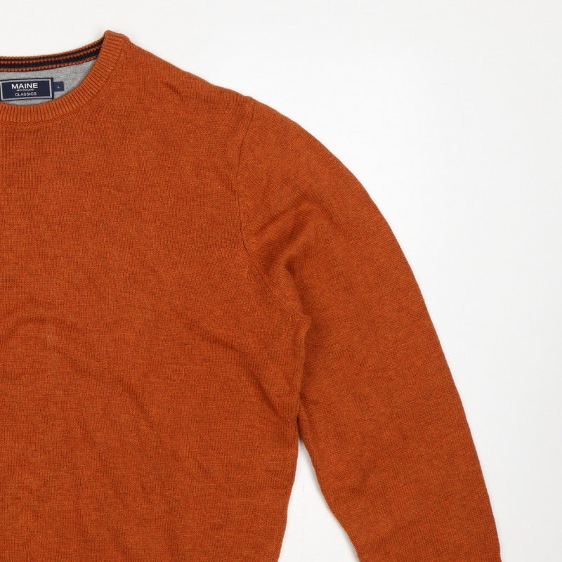 Maine New England Men’s Orange L Crew Neck Knit Pullover Jumper