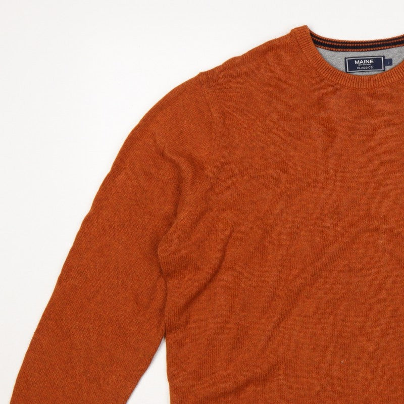 Maine New England Men’s Orange L Crew Neck Knit Pullover Jumper