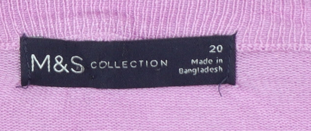 M&S Women’s Pink Size 20 Button Front Round Neck Knit Cardigan