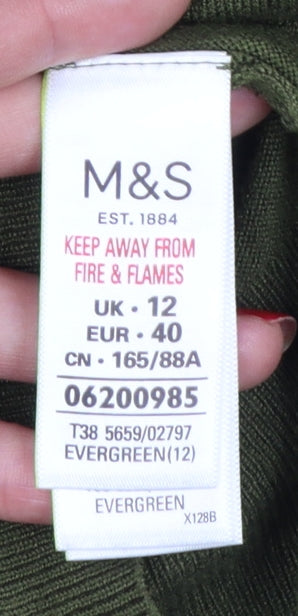 Marks & Spencer Women’s Green UK 12 Round Neck Button Cardigan
