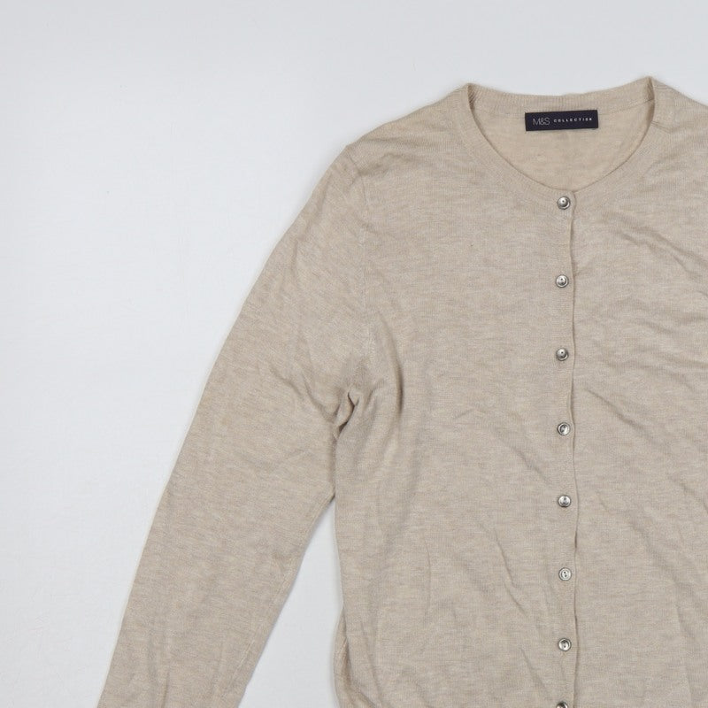 Marks and Spencer Women’s Beige Size 12 Button Knit Cardigan