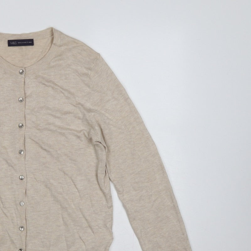 Marks and Spencer Women’s Beige Size 12 Button Knit Cardigan