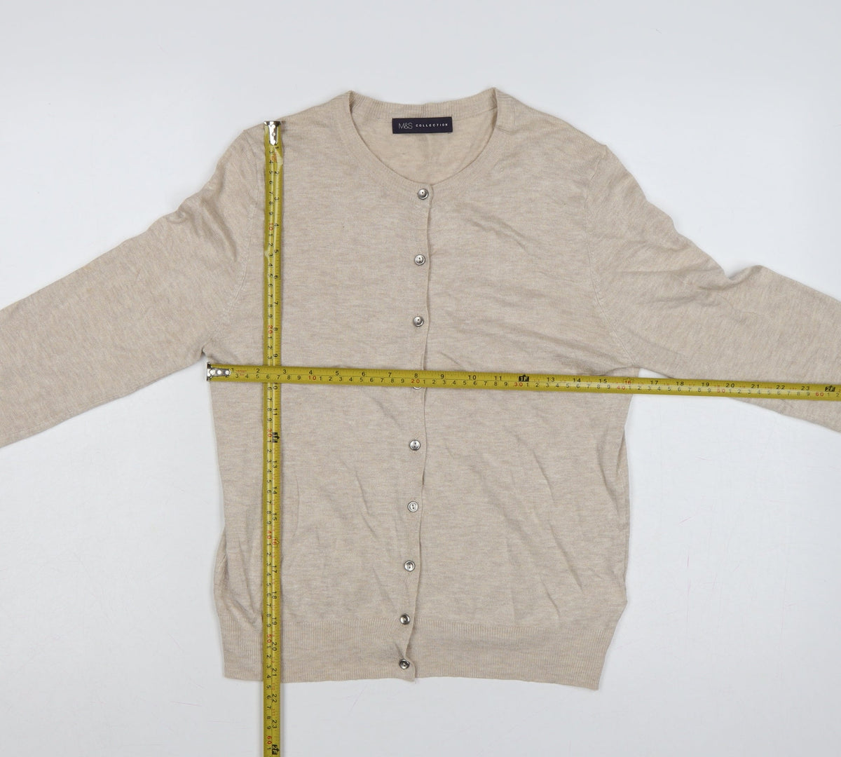 Marks and Spencer Women’s Beige Size 12 Button Knit Cardigan