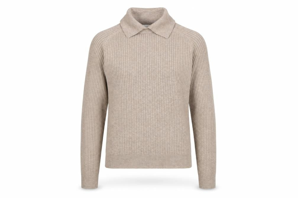 Marks & Spencer Women Beige S Ribbed Roll Neck Knit Jumper