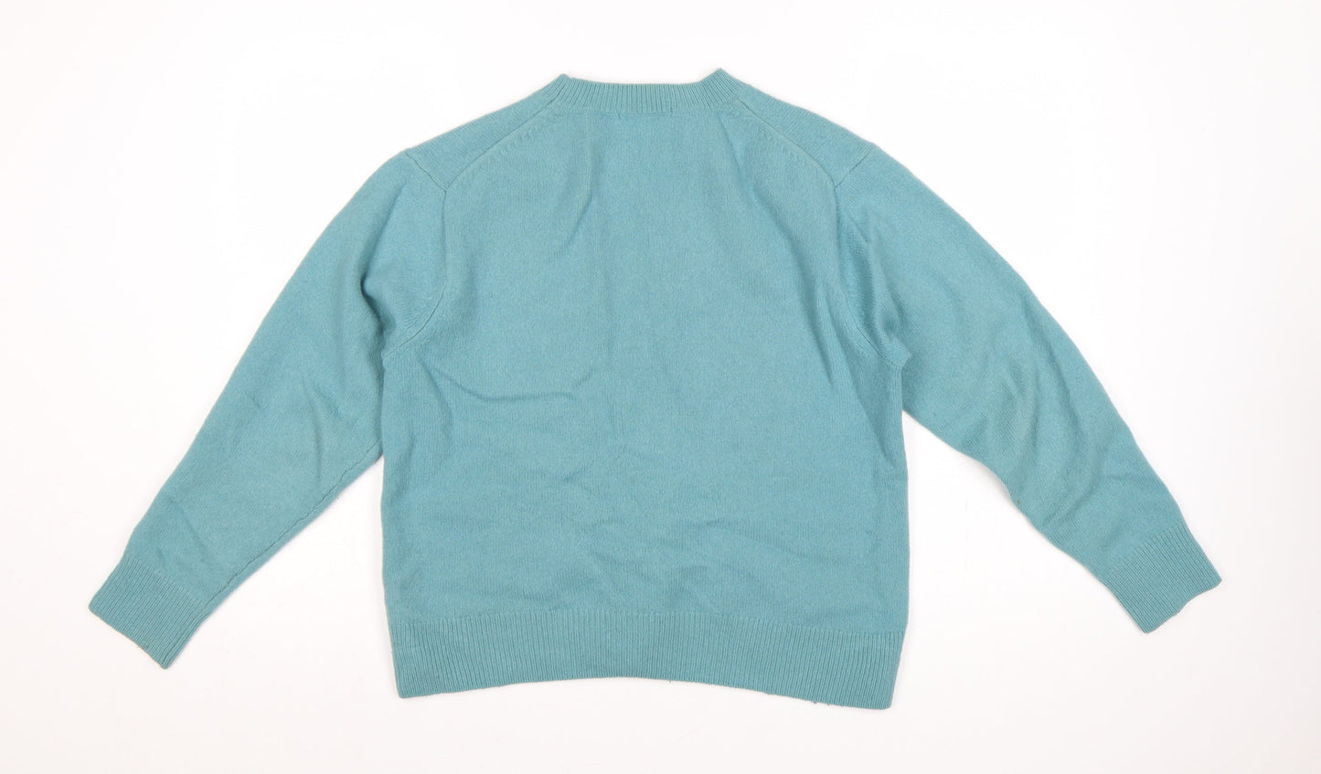 Uniqlo Women Blue 100% Wool Crew Neck Raglan Jumper Size M