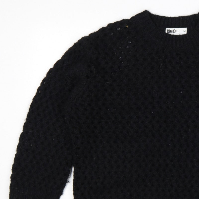Rita Ora Women’s Black UK 12 Chunky Knit Round Neck Jumper