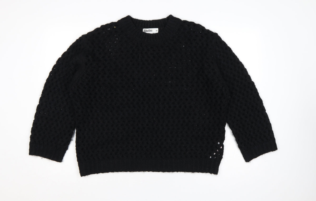 Rita Ora Women’s Black UK 12 Chunky Knit Round Neck Jumper