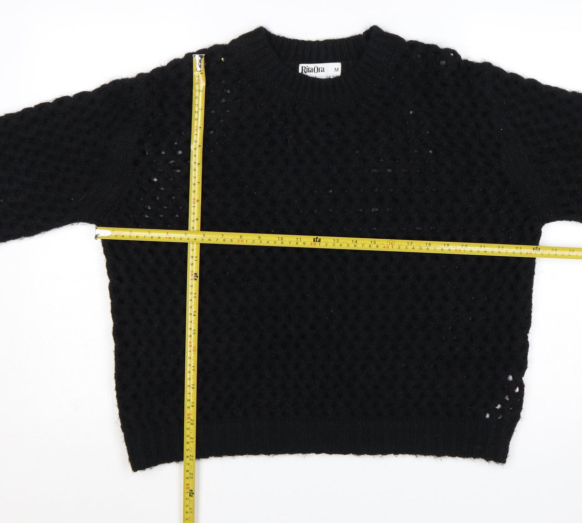 Rita Ora Women’s Black UK 12 Chunky Knit Round Neck Jumper