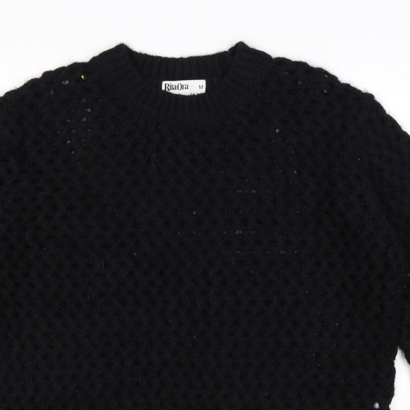 Rita Ora Women’s Black UK 12 Chunky Knit Round Neck Jumper