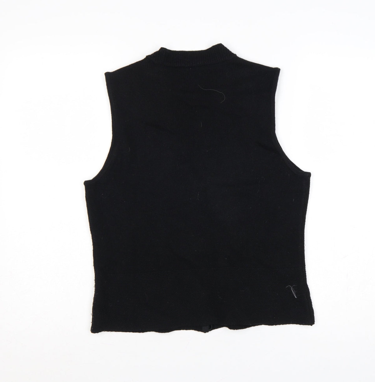 Basler Women Black UK 10 Button V-Neck Knit Vest Pockets
