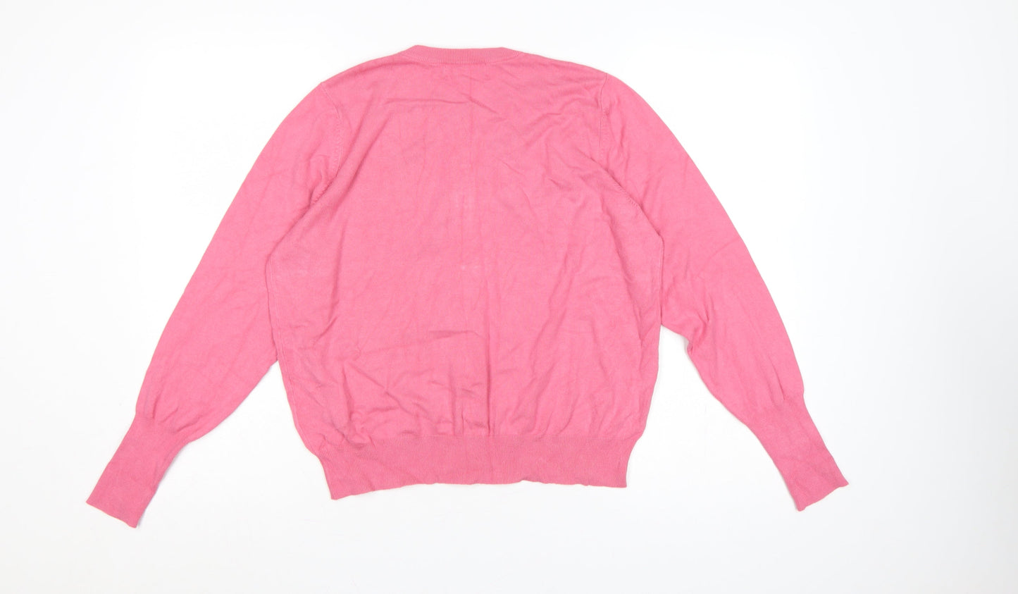 Marks and Spencer Women Pink Size 16 Button Knit Cardigan