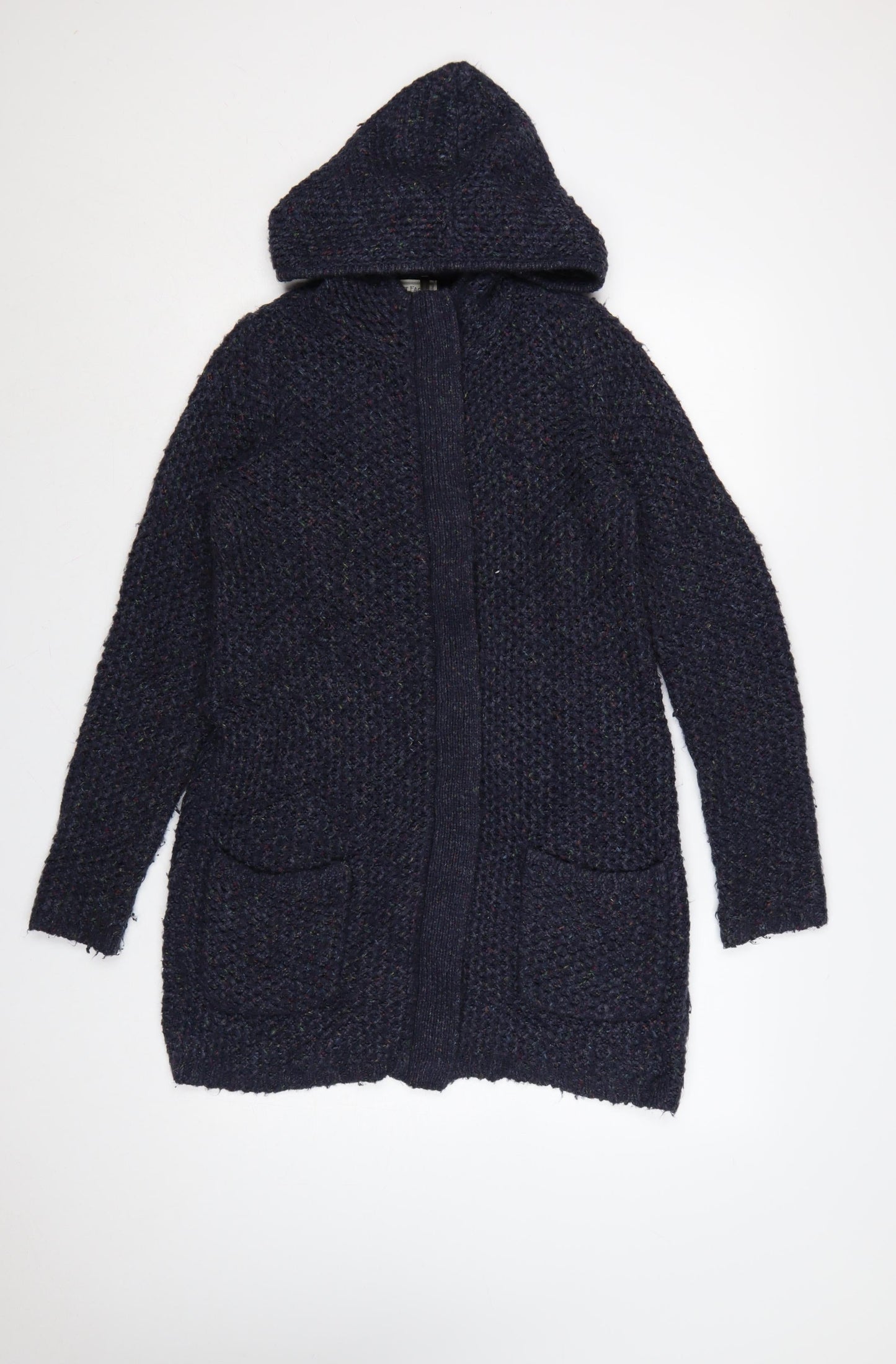 Fat Face Women’s Blue UK 8 Hooded Chunky Knit Zip Cardigan