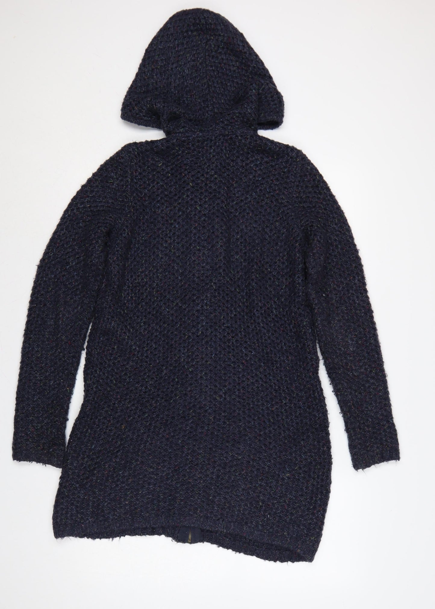 Fat Face Women’s Blue UK 8 Hooded Chunky Knit Zip Cardigan